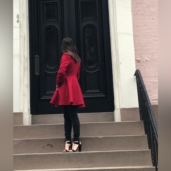 Skirted Red Pea Coat - Picture 2 of 2